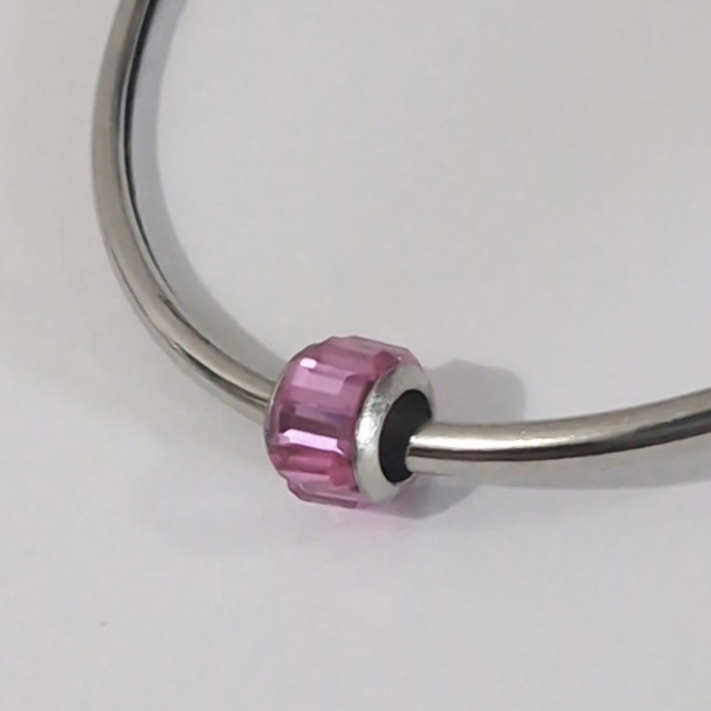 Silver Pink Crystals Charm‎ for Pandora Style Bracelet